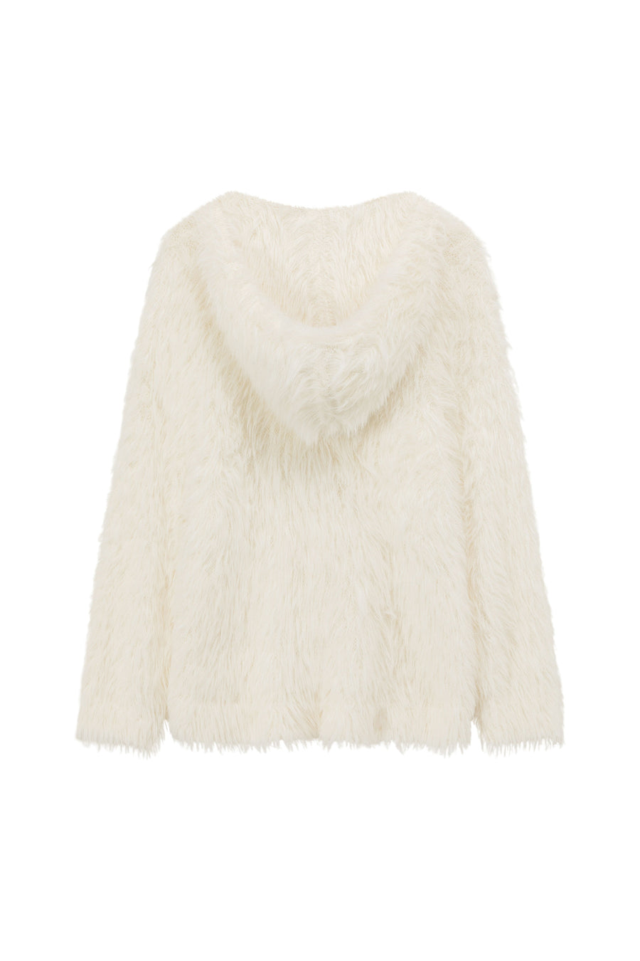CHUU Embroidered Fuzzy Hooded Cardigan