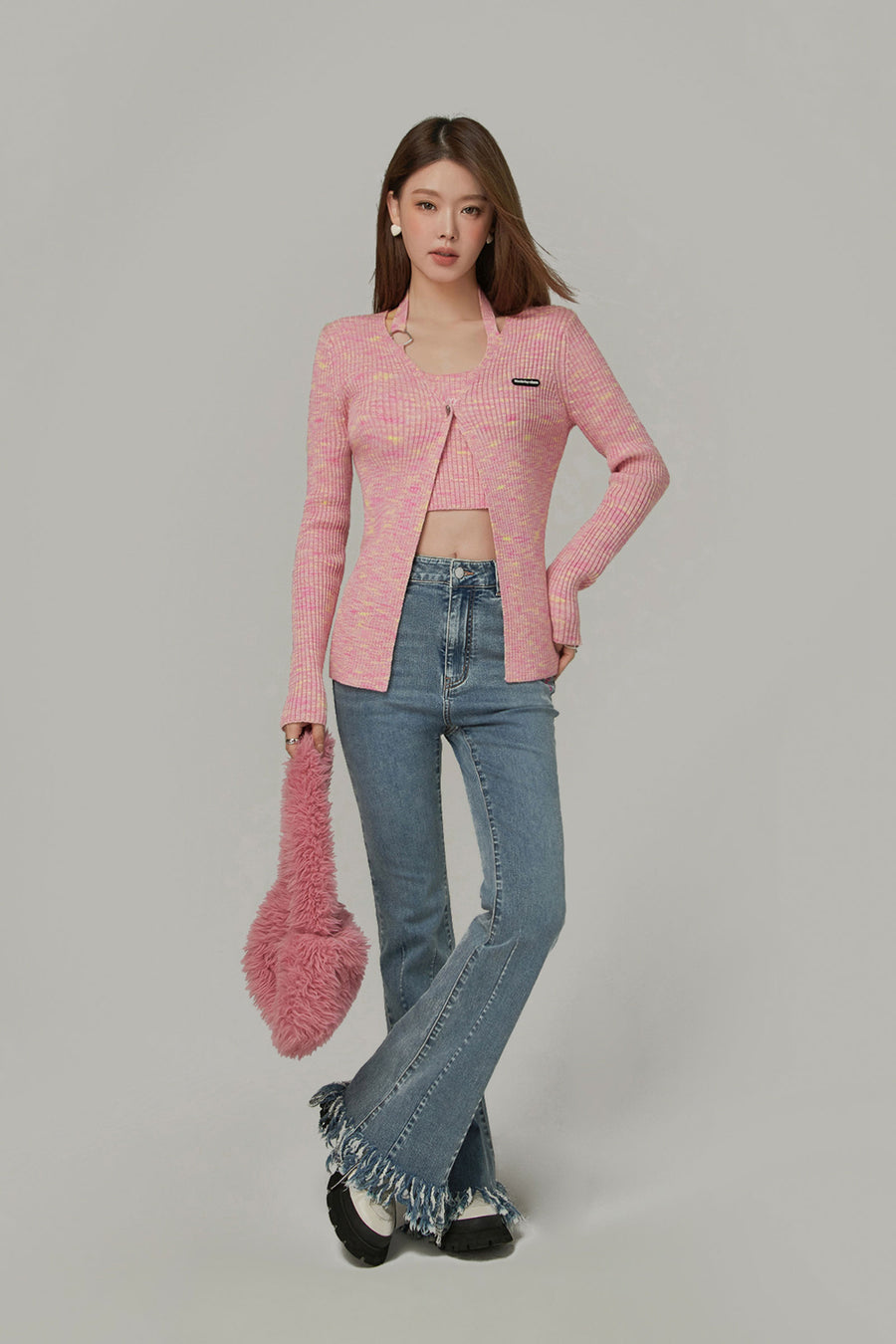 CHUU Heart Button Knit Cardigan