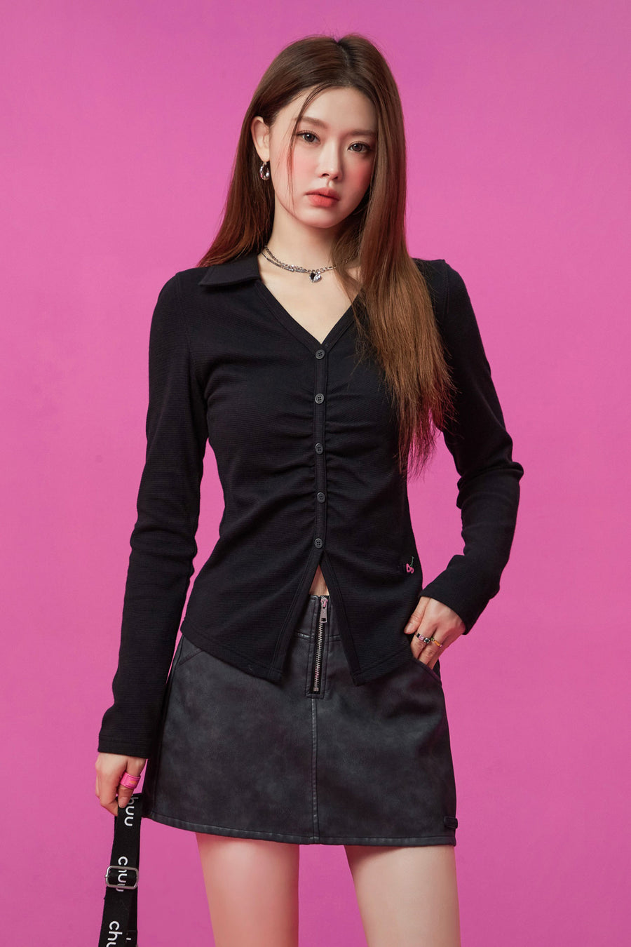CHUU Simple Shirring Top
