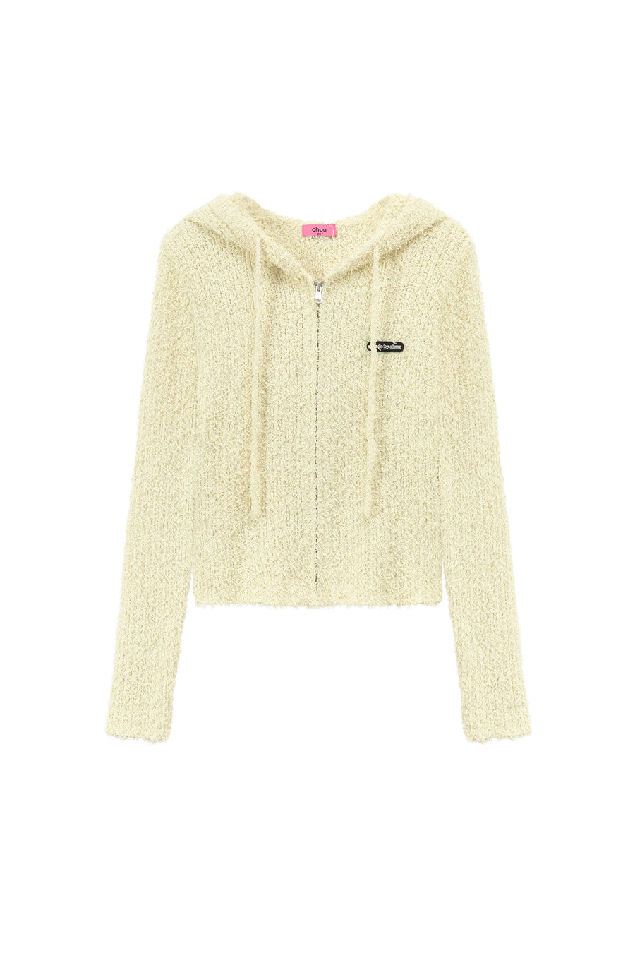 CHUU Fuzzy Hooded Knit Cardigan