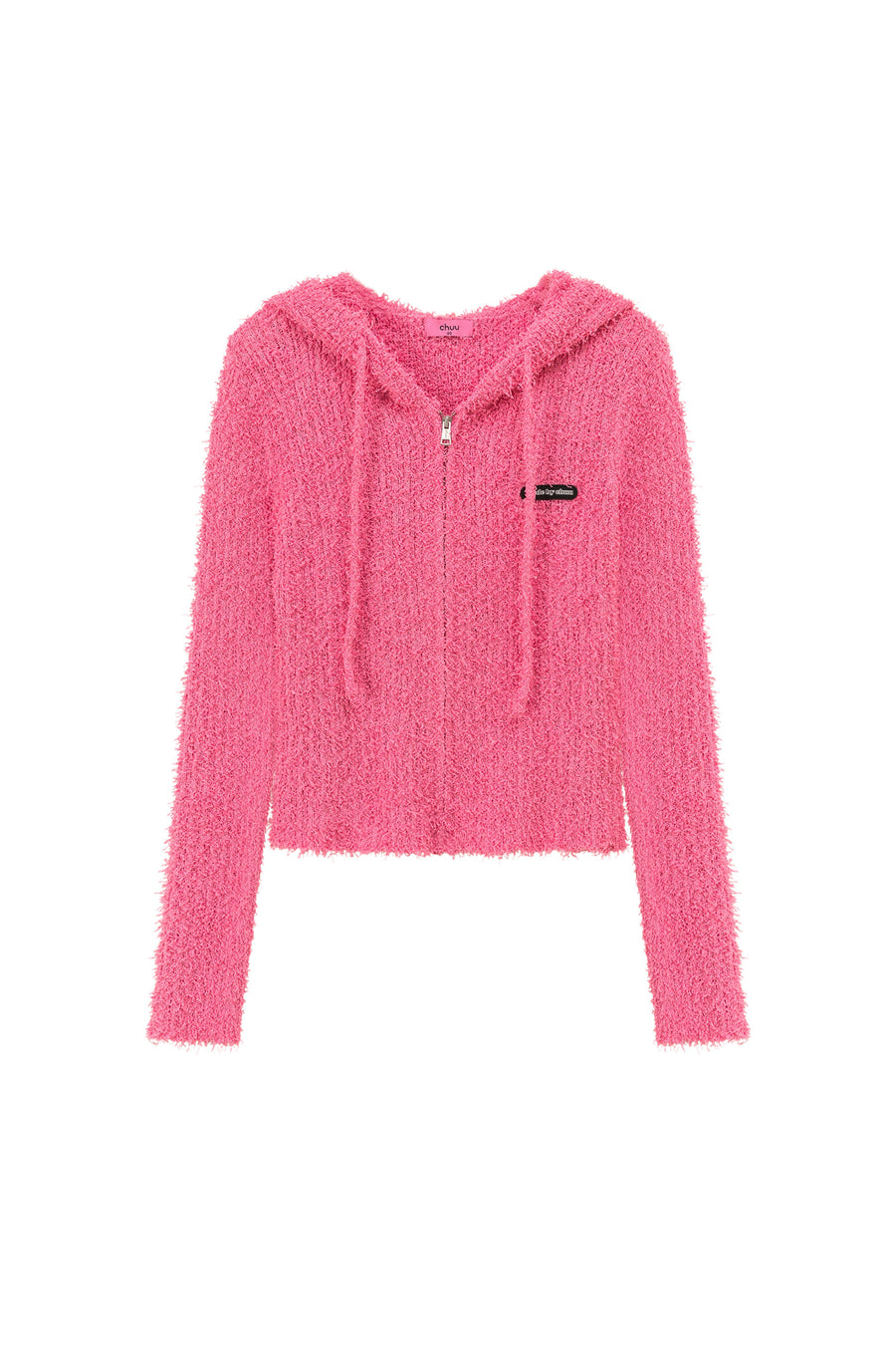 CHUU Fuzzy Hooded Knit Cardigan