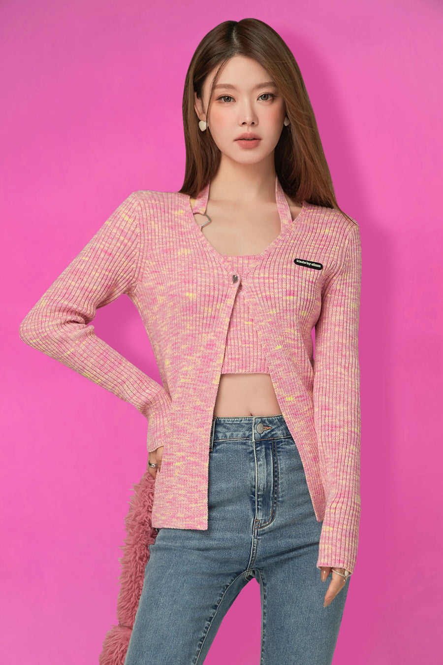 CHUU Heart Button Knit Cardigan