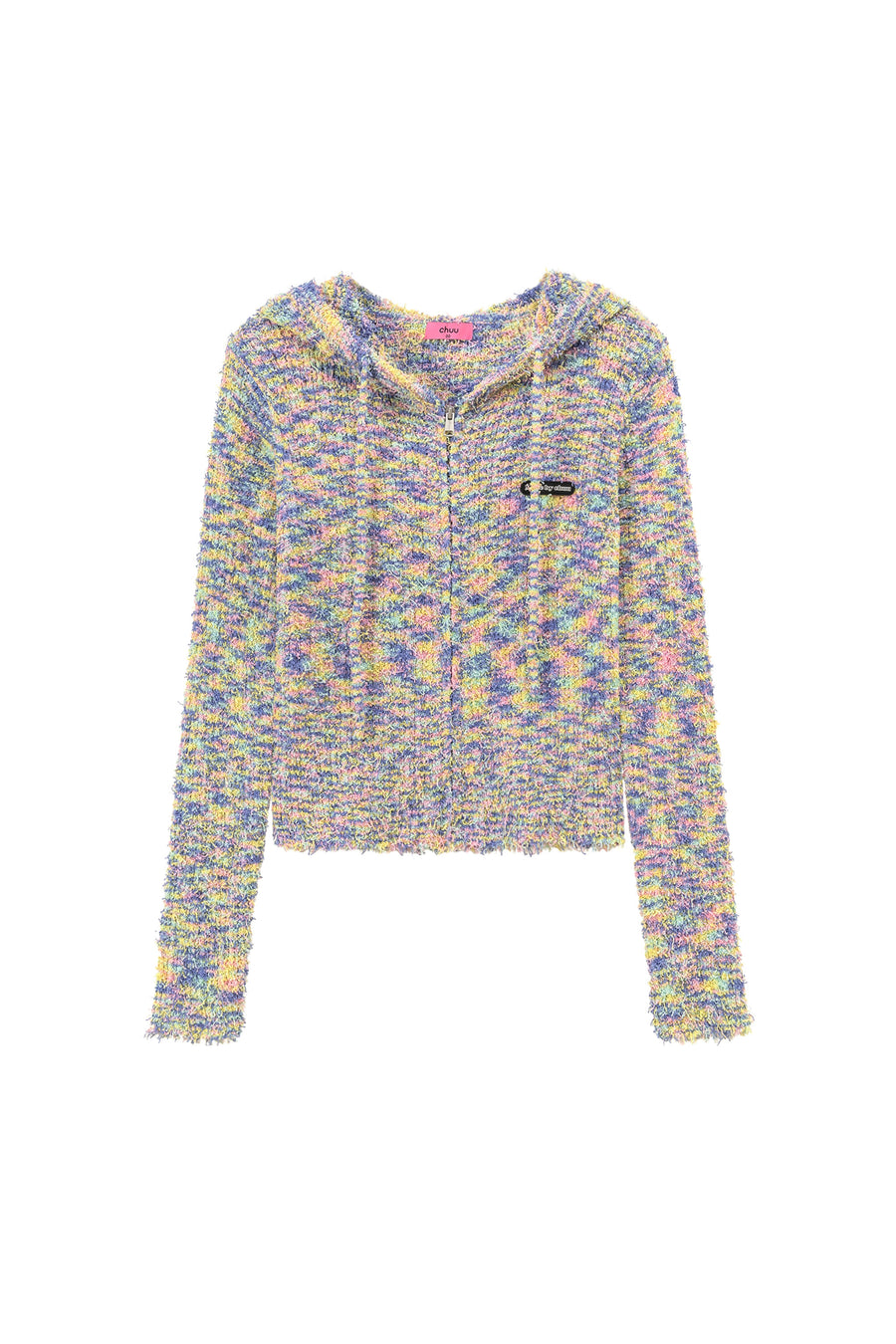 CHUU Fuzzy Hooded Knit Cardigan