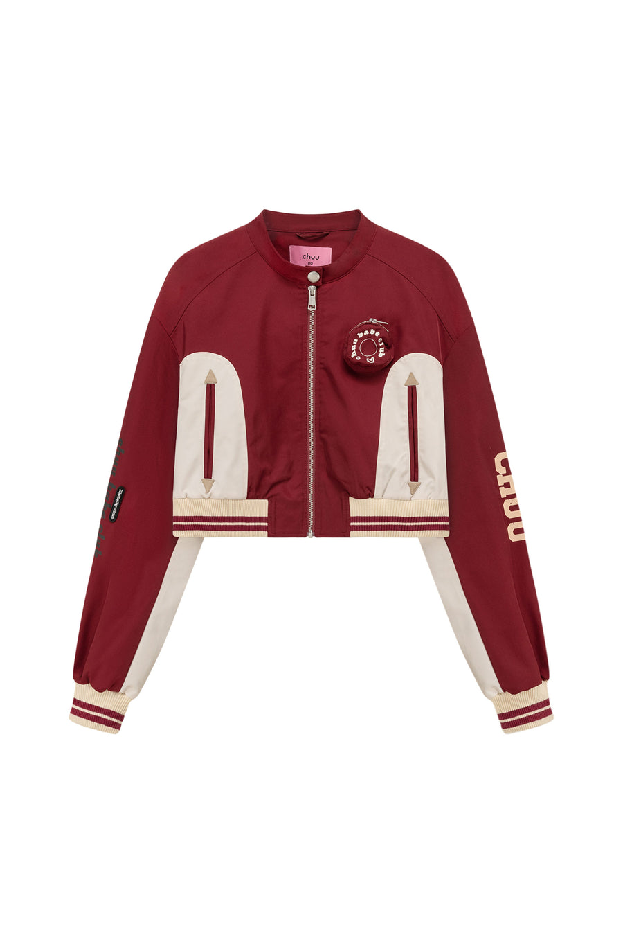 CHUU Logo Varsity Crop Jacket