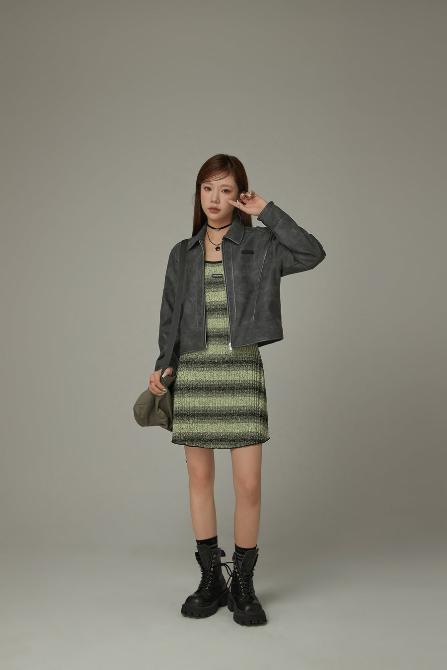 CHUU Striped Long Sleeve Knit Dress