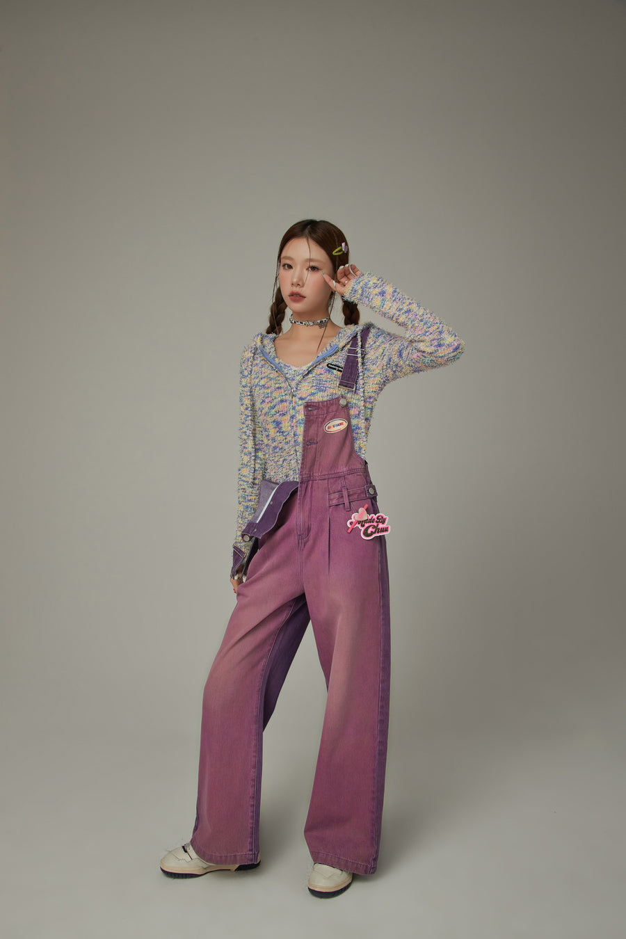 CHUU Fuzzy Hooded Knit Cardigan