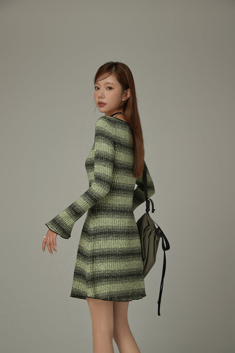 CHUU Striped Long Sleeve Knit Dress
