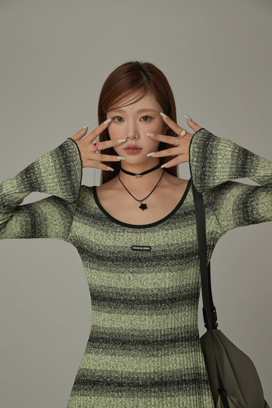 CHUU Striped Long Sleeve Knit Dress