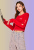Slit Sleeves Button Crop Knit Sweater