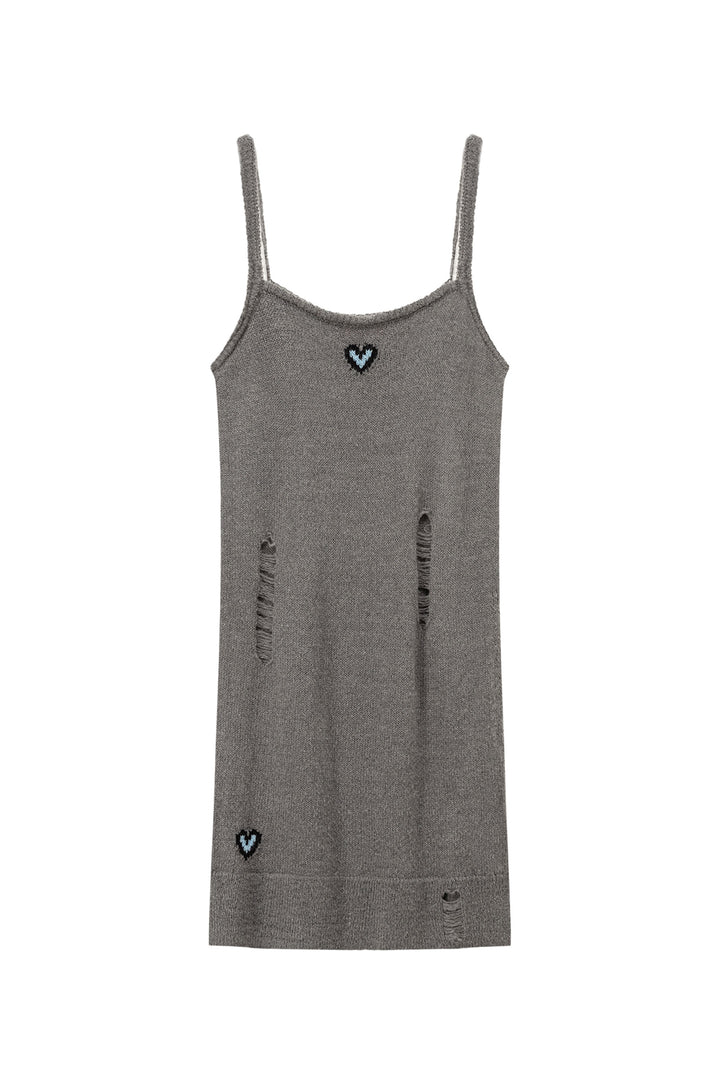 Heart Knit Distressed Sleeveless Top